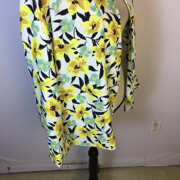 Like new! Notations Blazer Jacket XL Yellow Floral Long Sleeve Open Front Lined - Picture 7 of 15